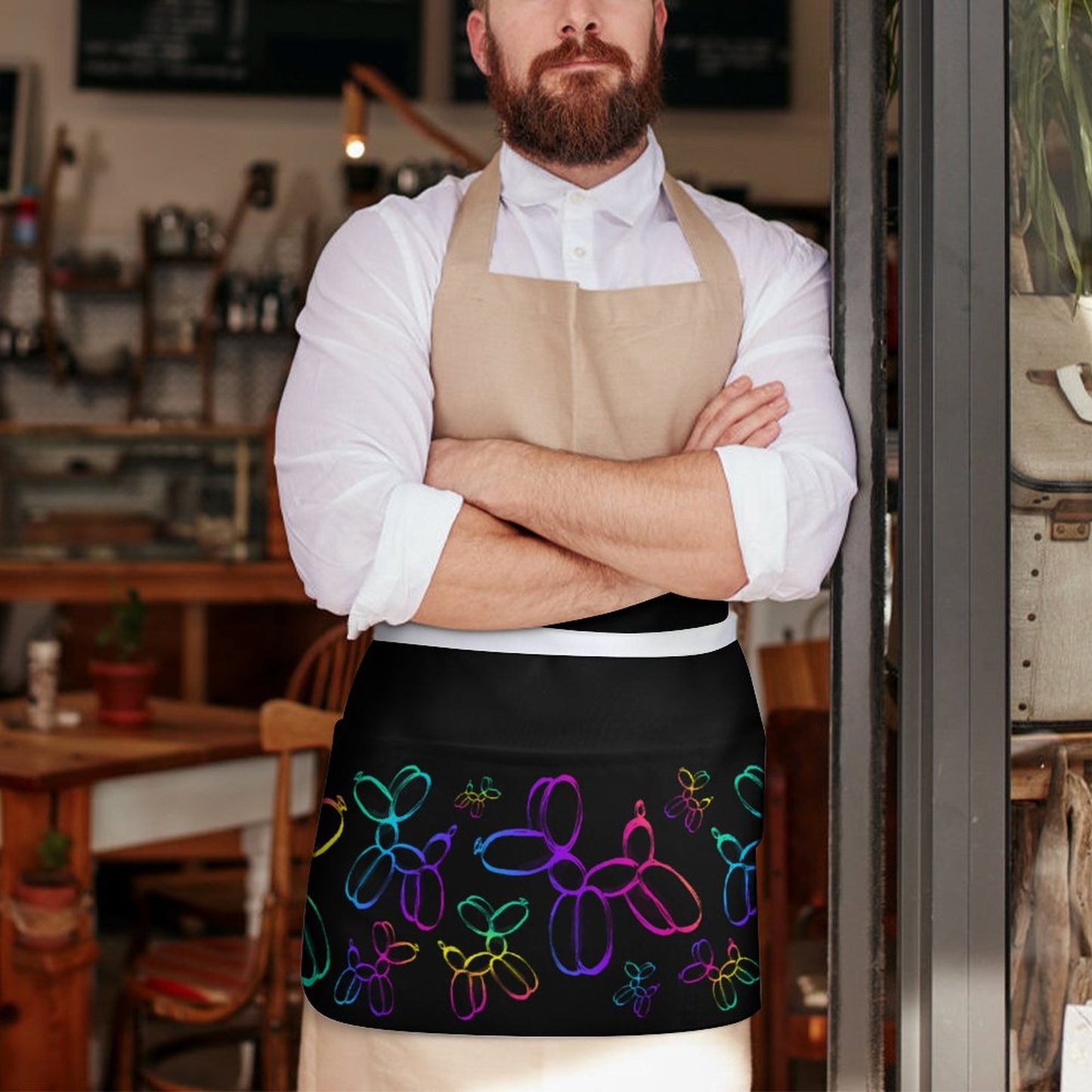 Colourful balloon dog apron