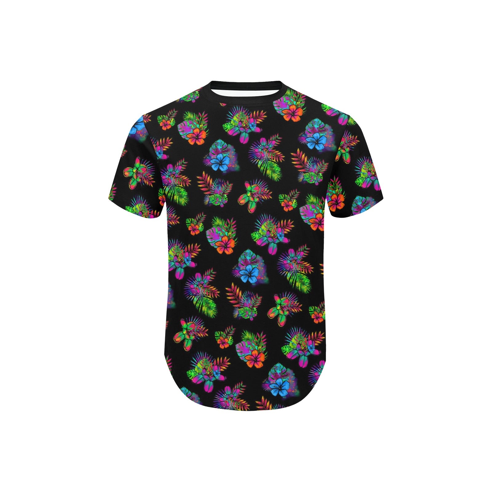 Tropical Balloon dog T-Shirt with Curved Hem