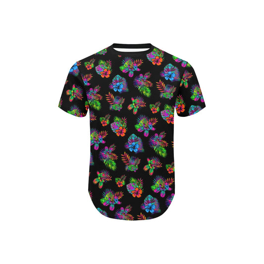 Tropical Balloon dog T-Shirt with Curved Hem