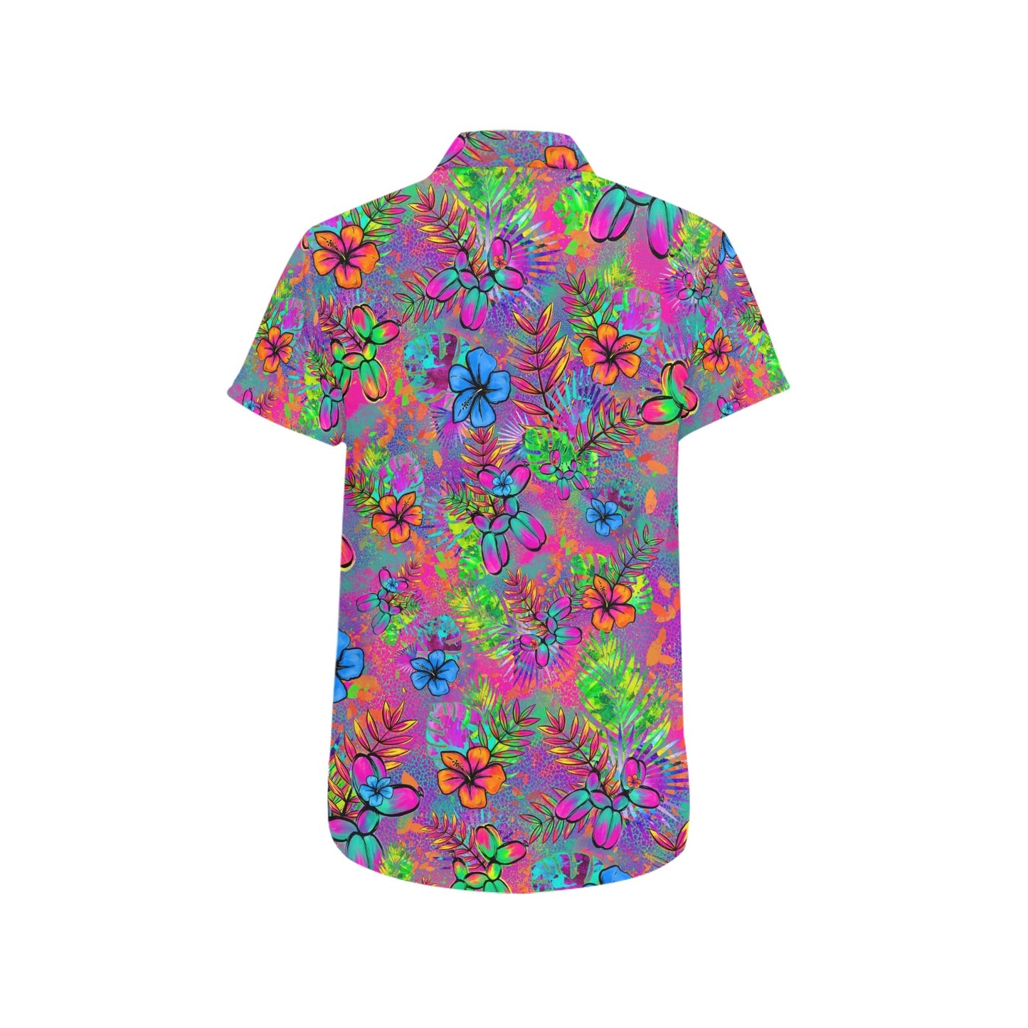 Colourful Balloon twisters shirt with tropical flowers and balloon dogs