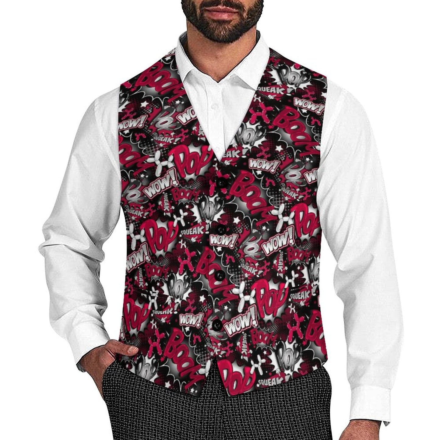 Balloon twister vest for balloon artists red white and black