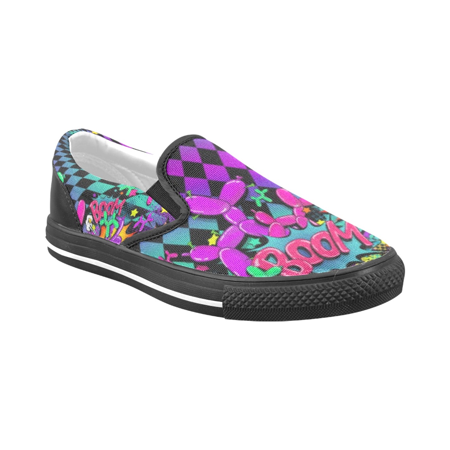 Colourful slip on shoes for balloon twisting