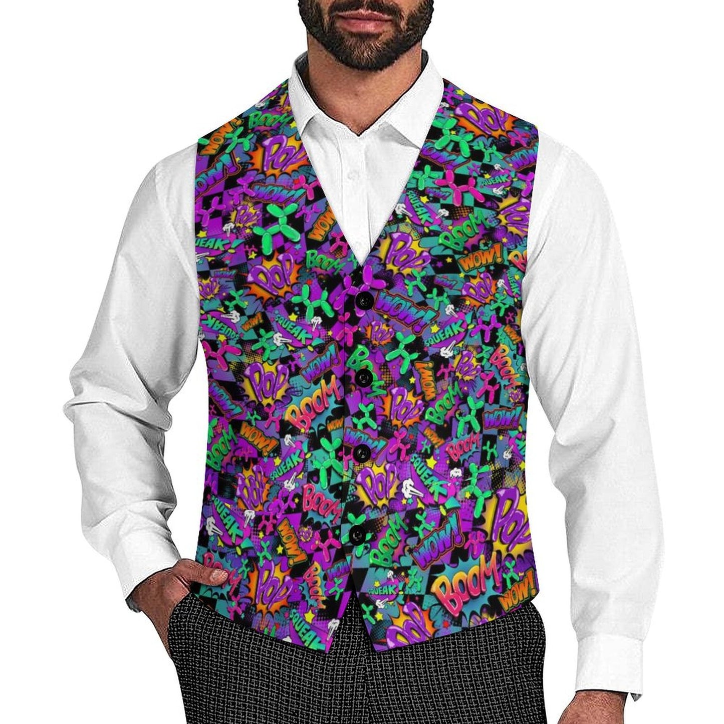 Fun colourful vest for professional balloon twisters and entertainers