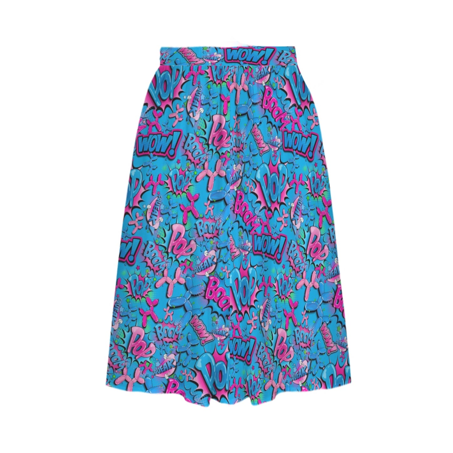 Pop art pink and blue skirt with balloon dogs