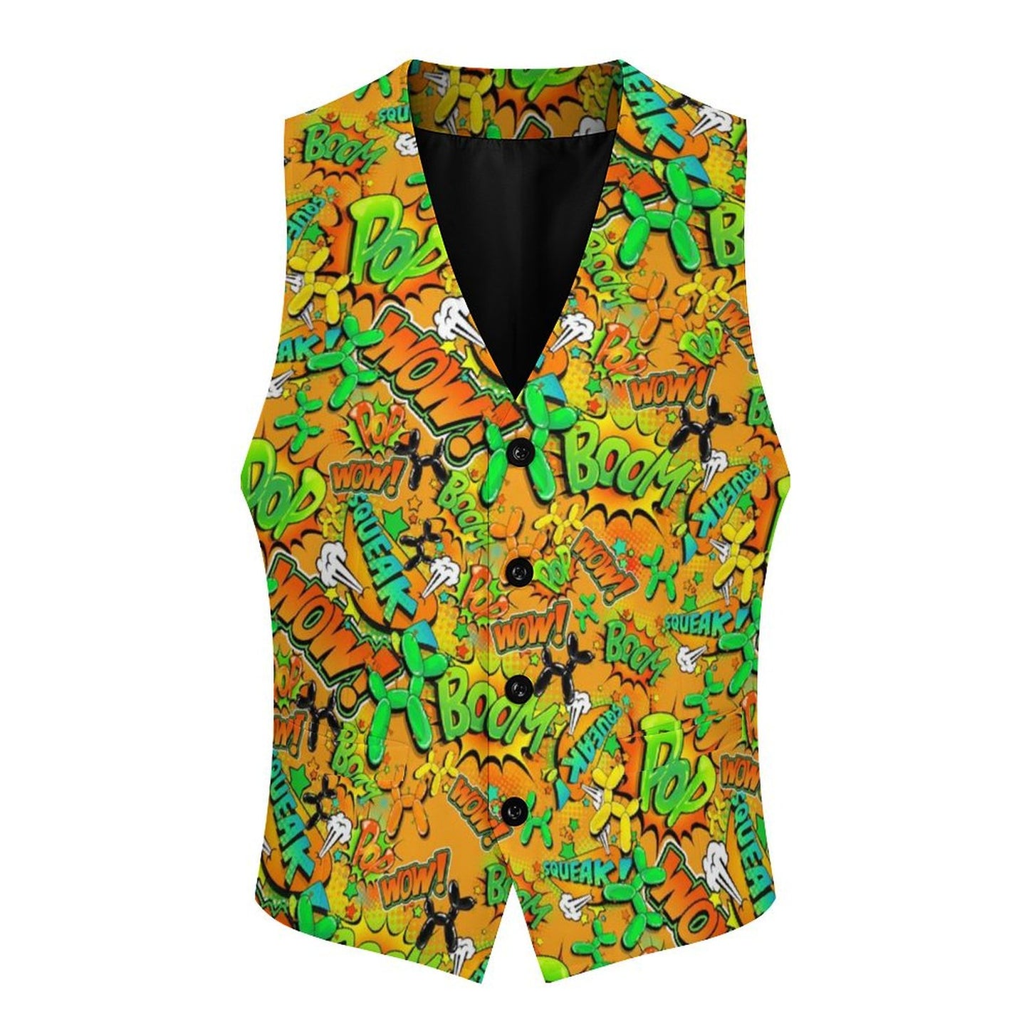 Yellow and Green Balloon animal print vest for balloon artists