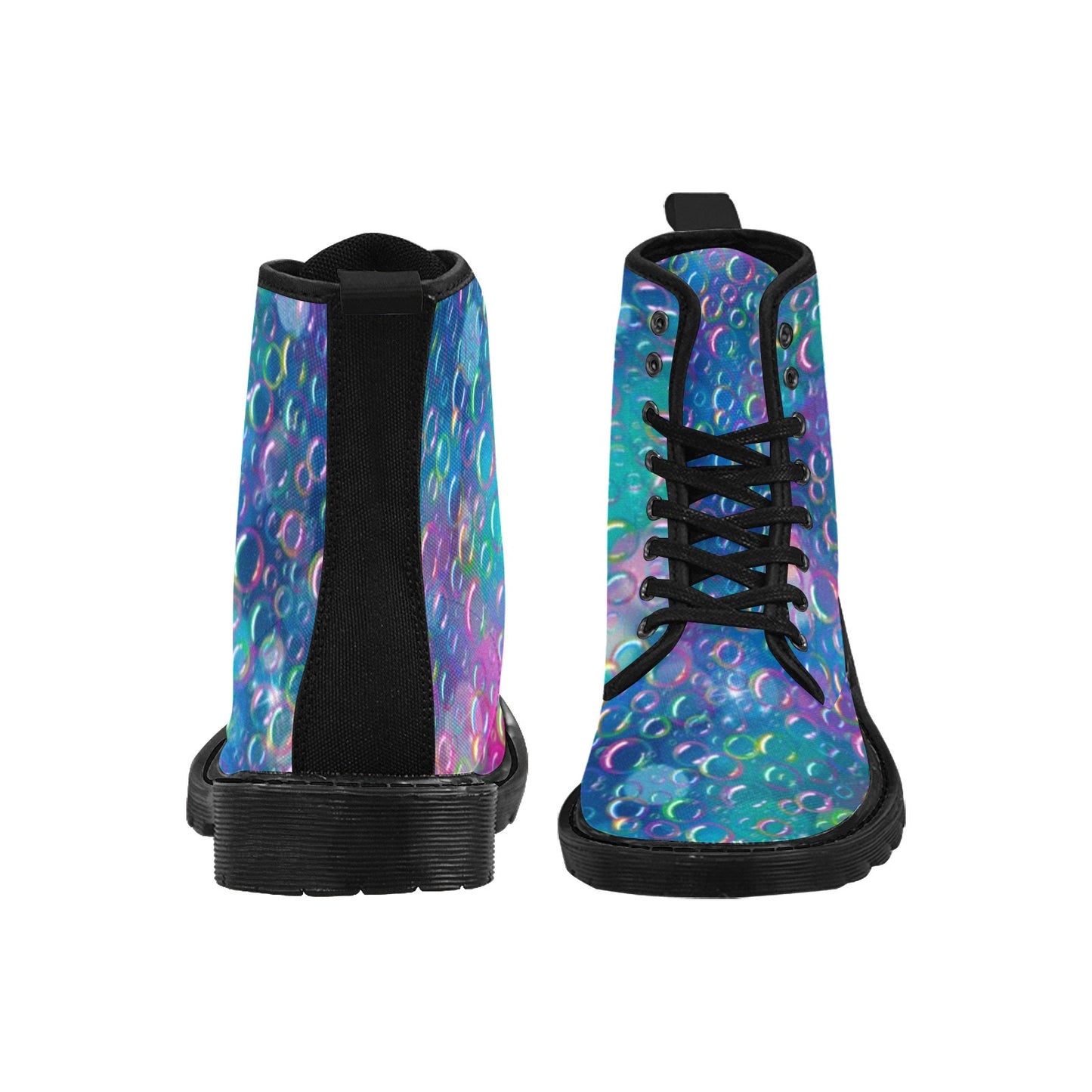 Bubble Rainbow - Women's Ollie Combat Boots (US 6.5-12)
