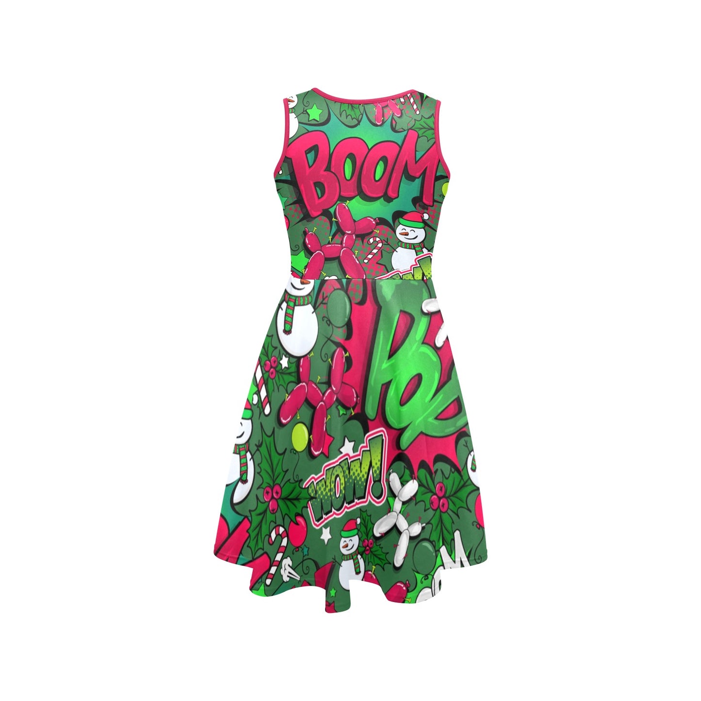 Red, White and Green dress with balloon dogs for kids party professionals
