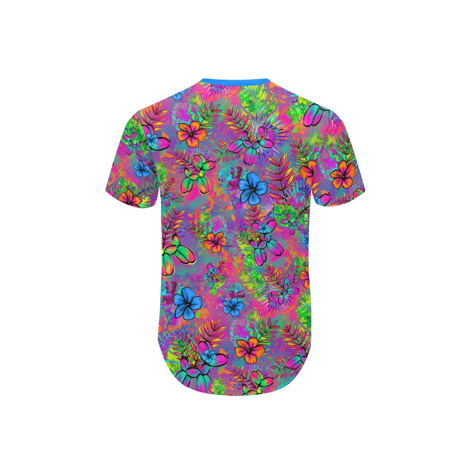 Balloon artist shirt with tropical flowers and balloon dogs