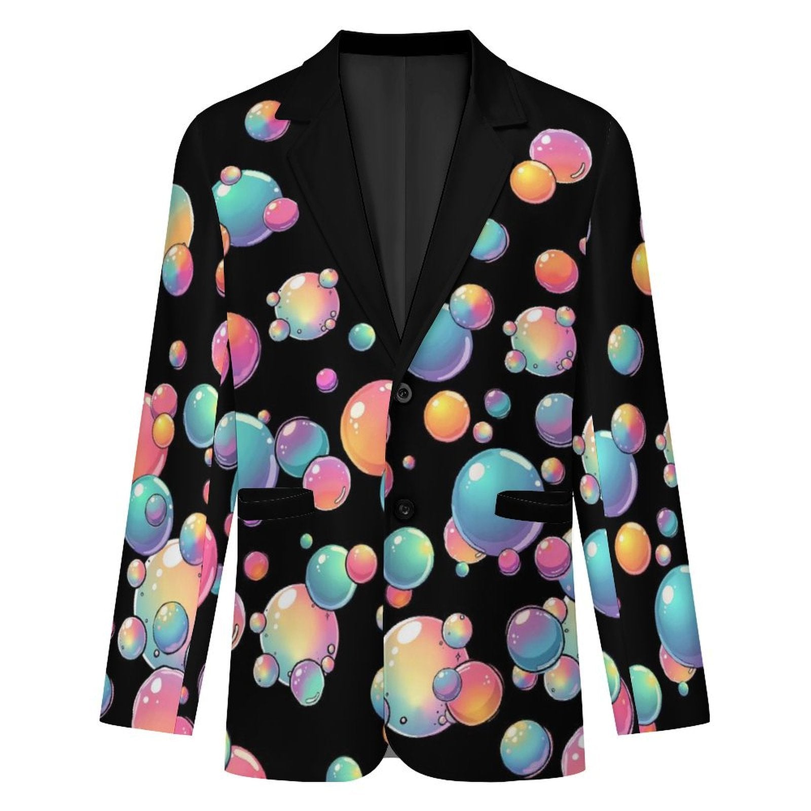 Black suit jacket with rainbow bubble design