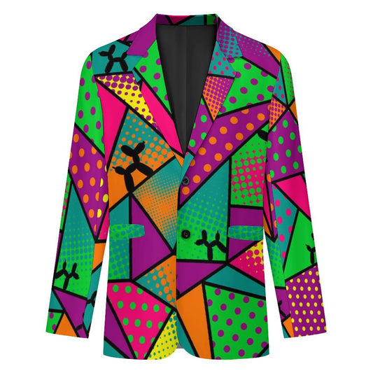 Suit jacket for balloon twisting green, purple, orange with balloon dogs
