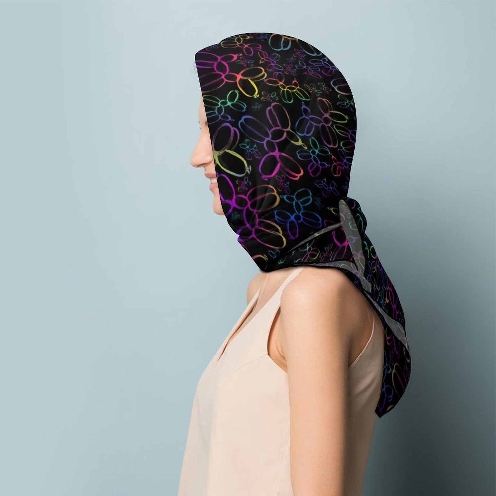 Balloon twister scarf with rainbow balloon dogs