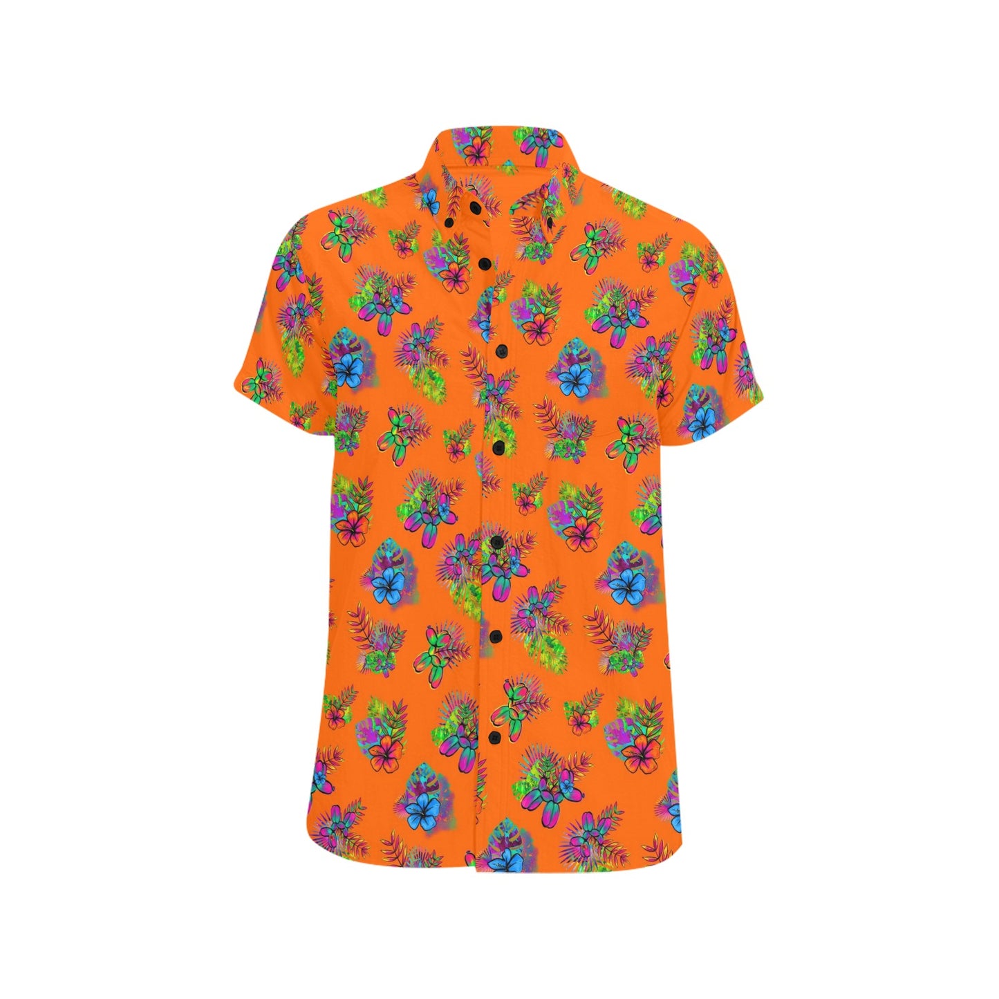 Orange Balloon Twister shirt with tropical flowers and balloon dogs
