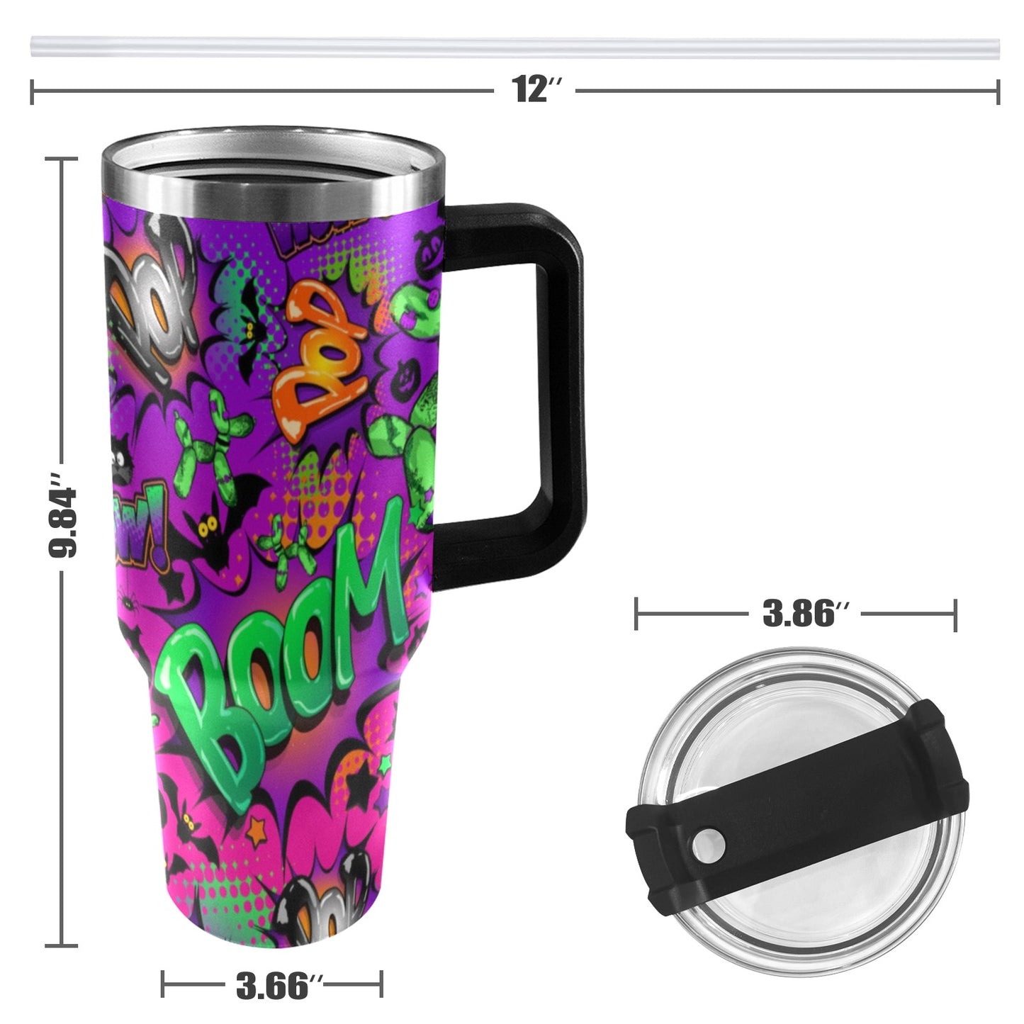 Stainless steel 40 Oz Tumbler with Halloween design for Balloon Twisters