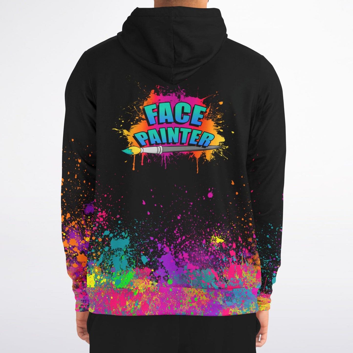 Face Painter Brush on Paint Splatter - Premium Zip Hoodie