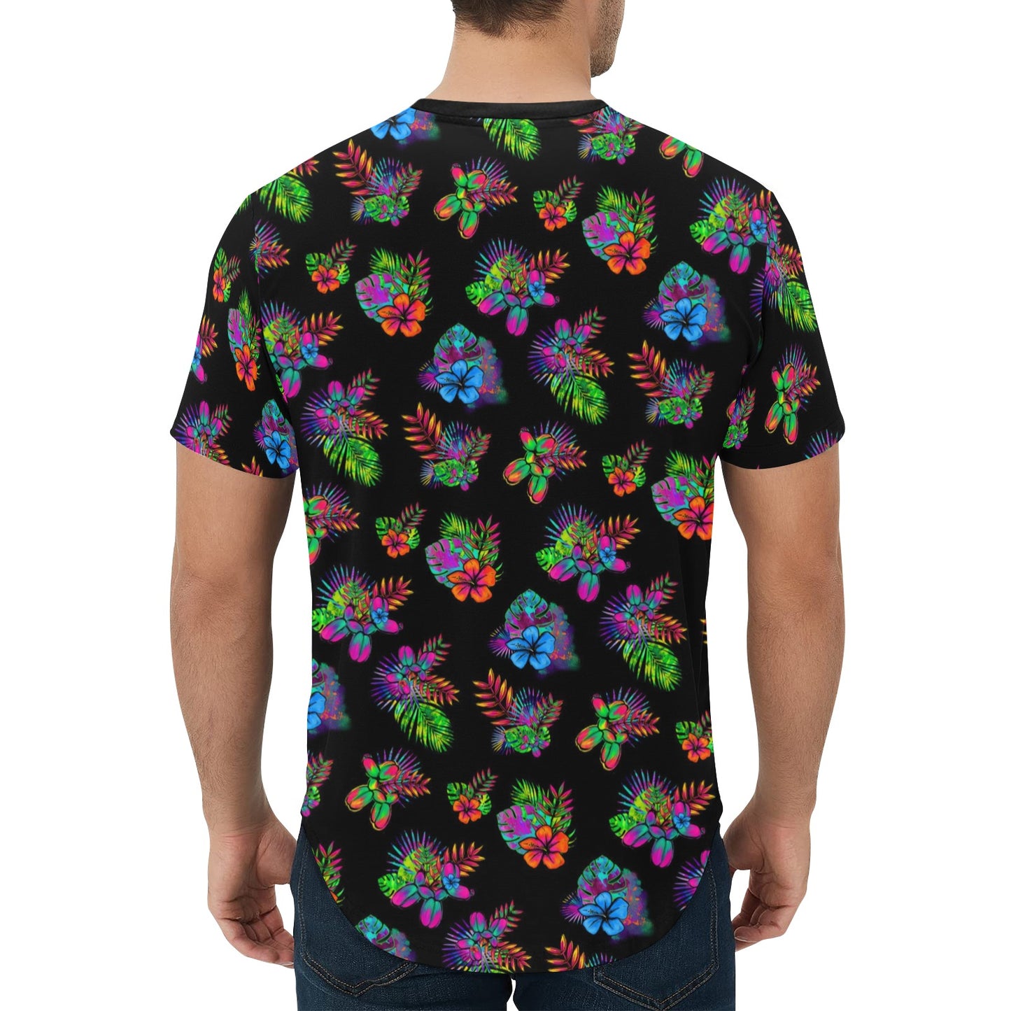 Black -Shirt with tropical balloon dog design for balloon artists