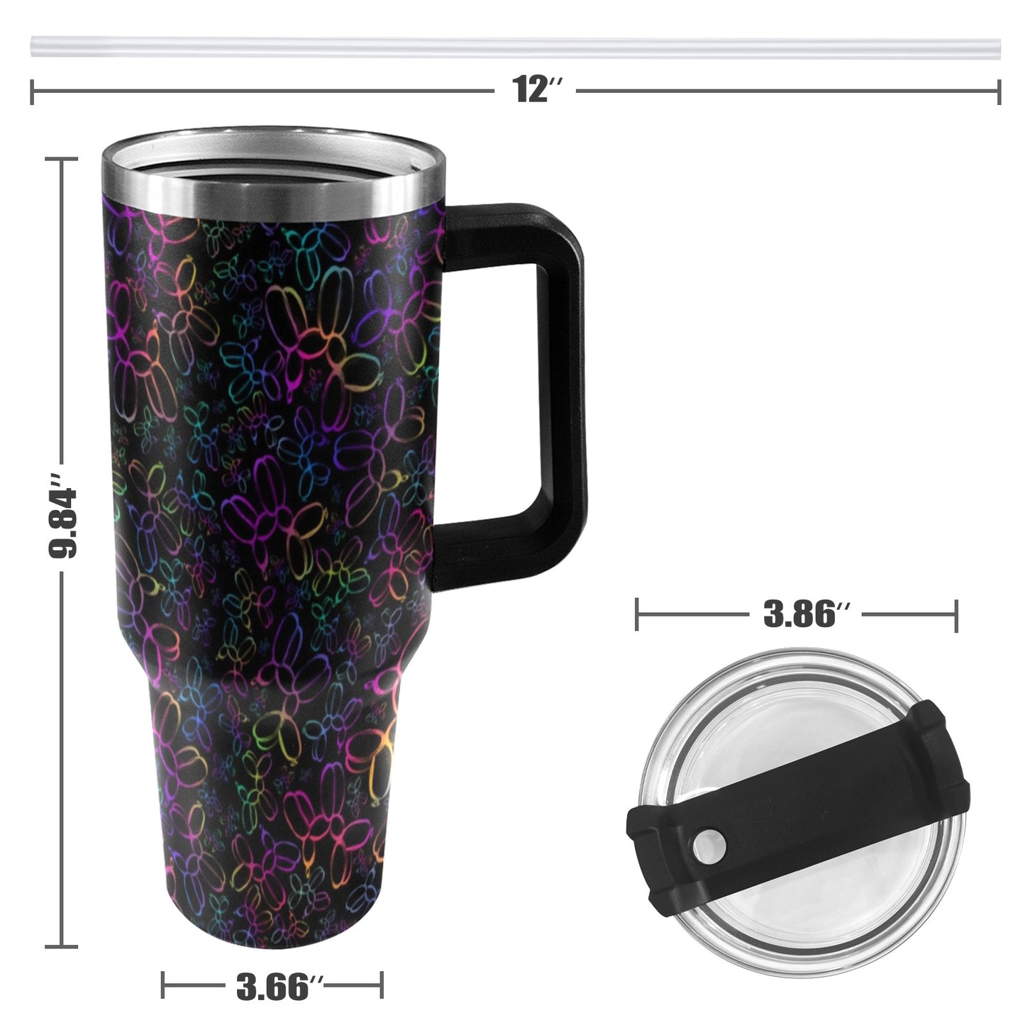 Neon Balloon dog Design Stainless Steel cup for Balloon Twisters