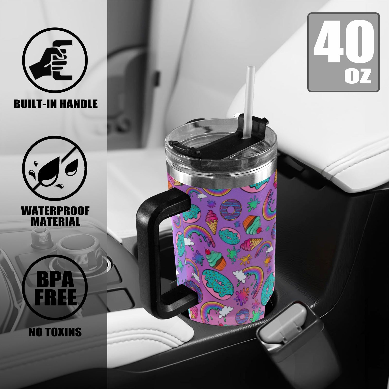 Fun rainbow design 40 Oz Tumbler Cup for Face Painters