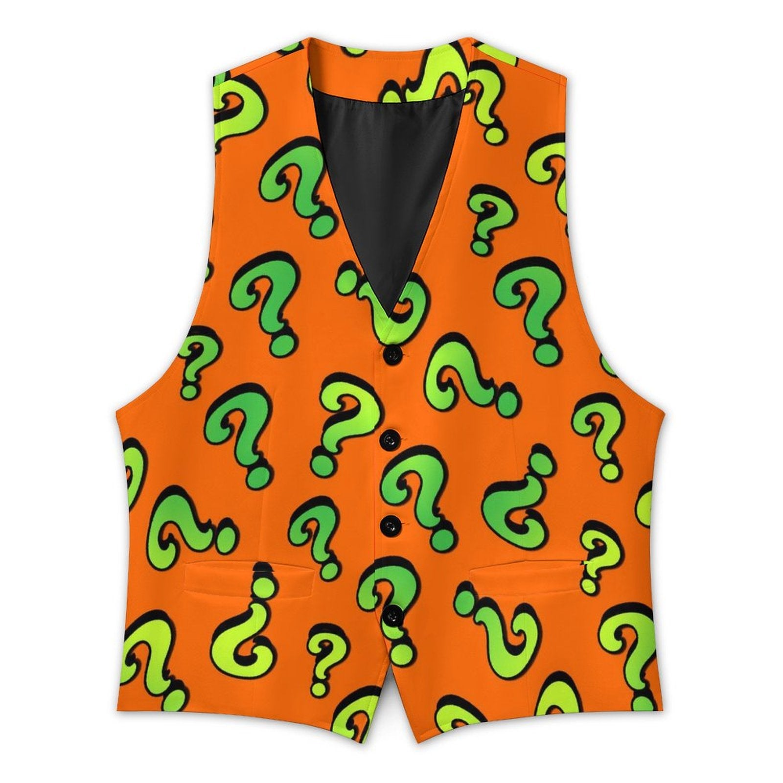 Magician vest orange with green question marks