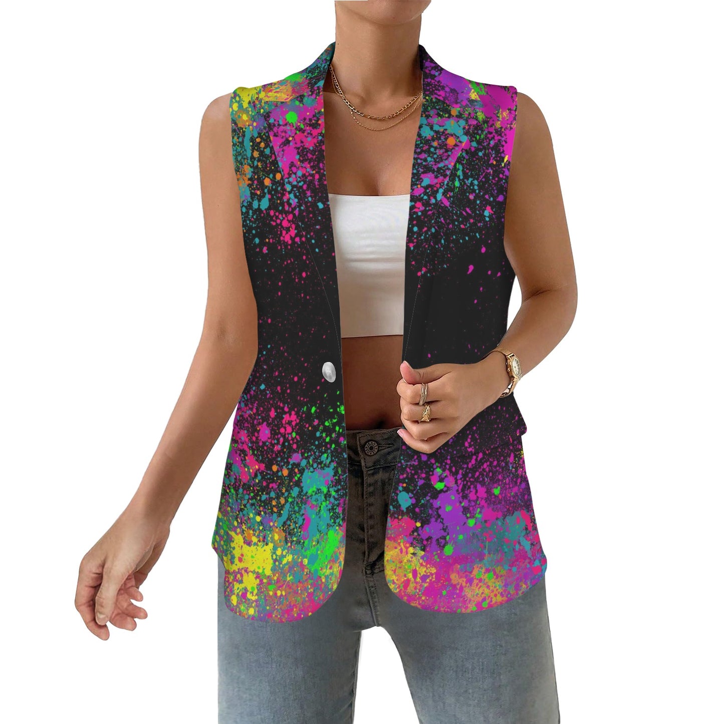 Vest with paint splatter design for face painters and air brush artists