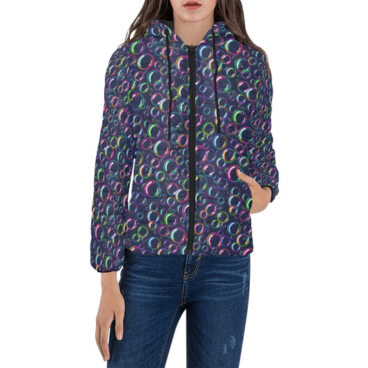 Rainbow bubbles design on padded jacket