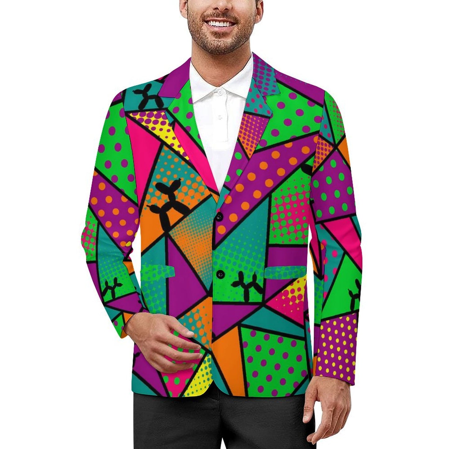 Fun colourful suit jacket for balloon twisting