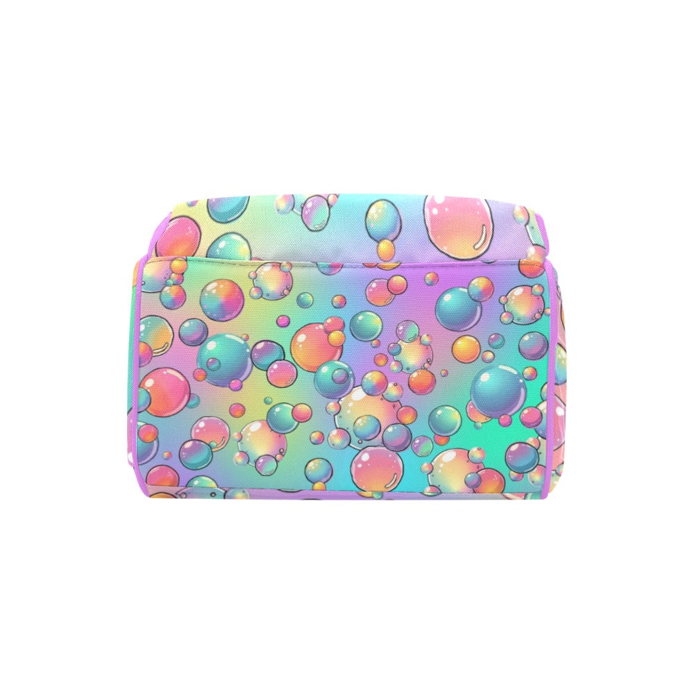 Colorful bubble-patterned case on a white background