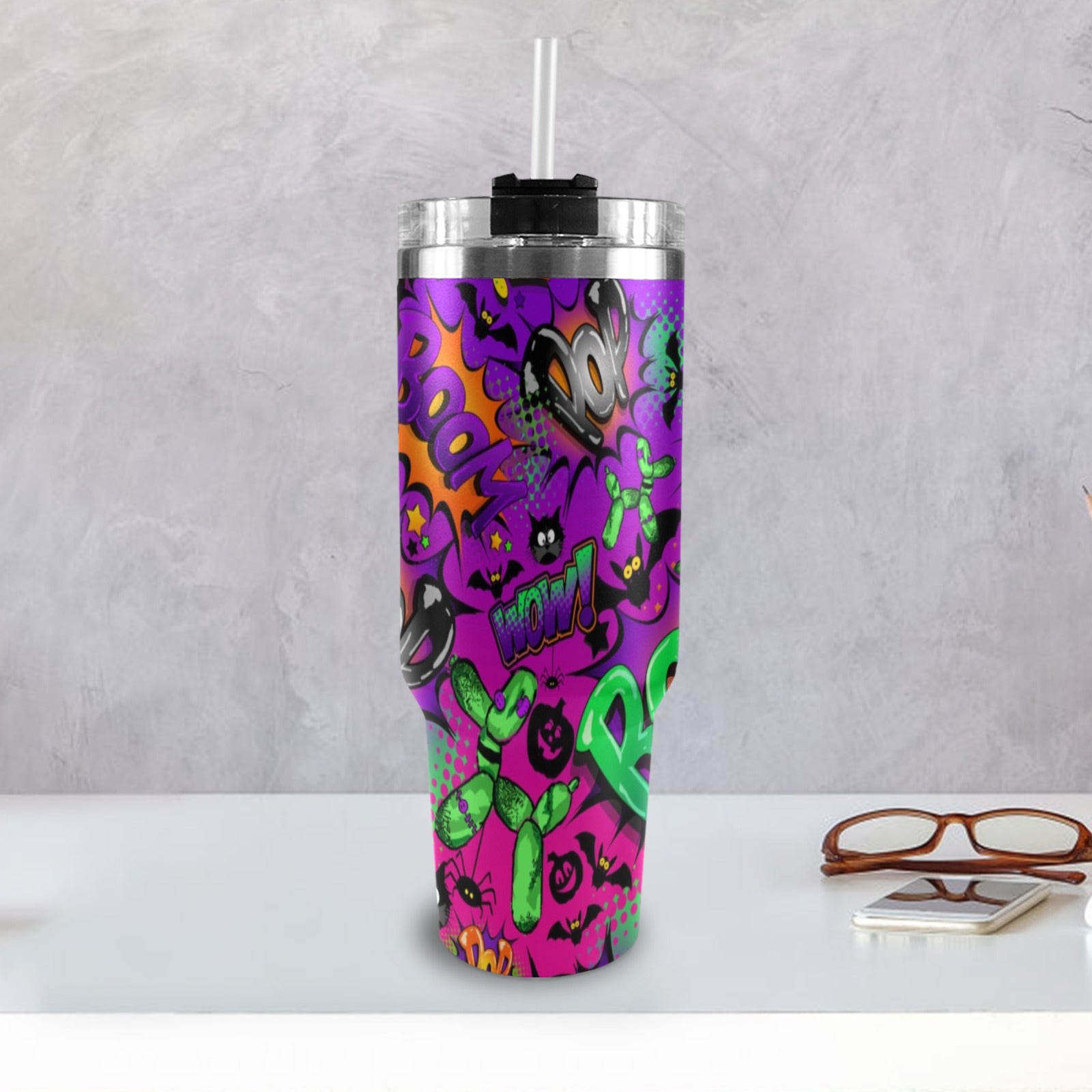 40 Oz Tumbler Cup with Halloween Design