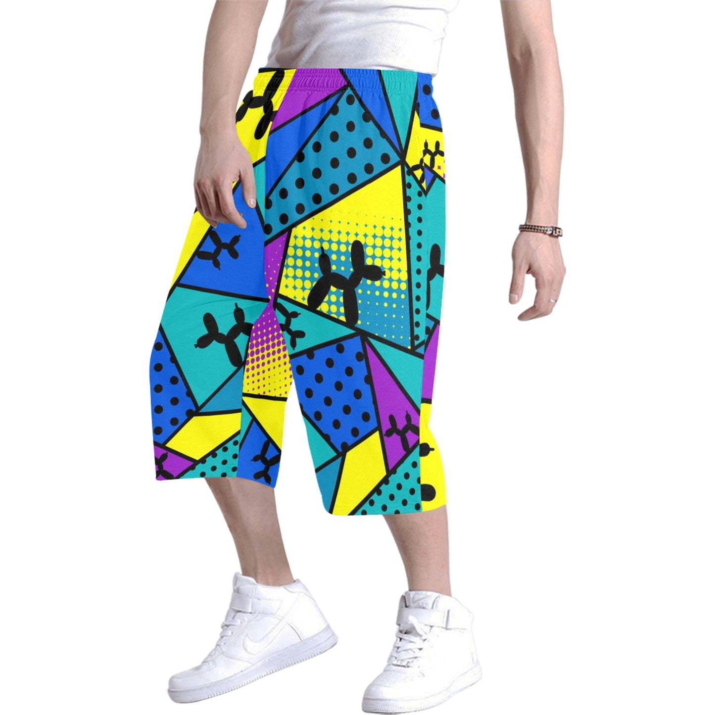 Balloon Twisting Shorts blue and yellow with balloon dogs