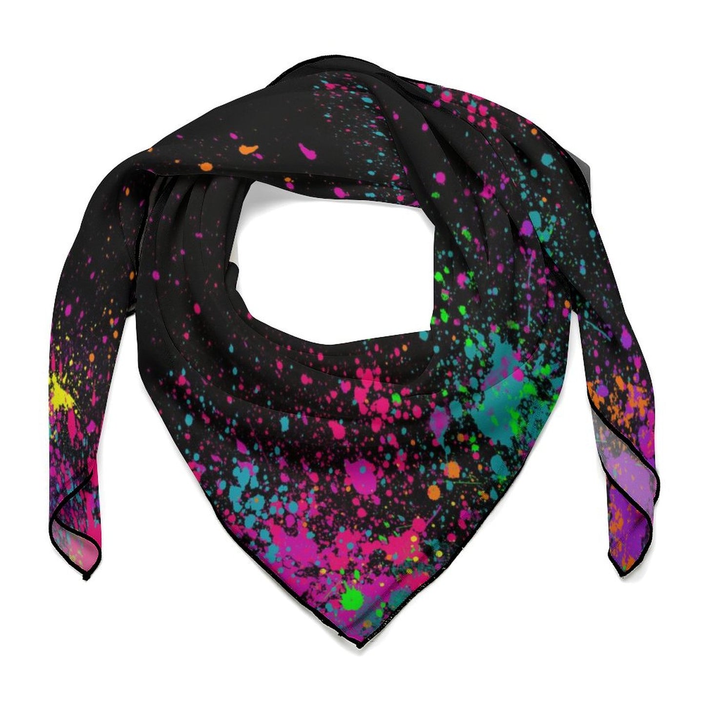 Paint splatter on black scarf