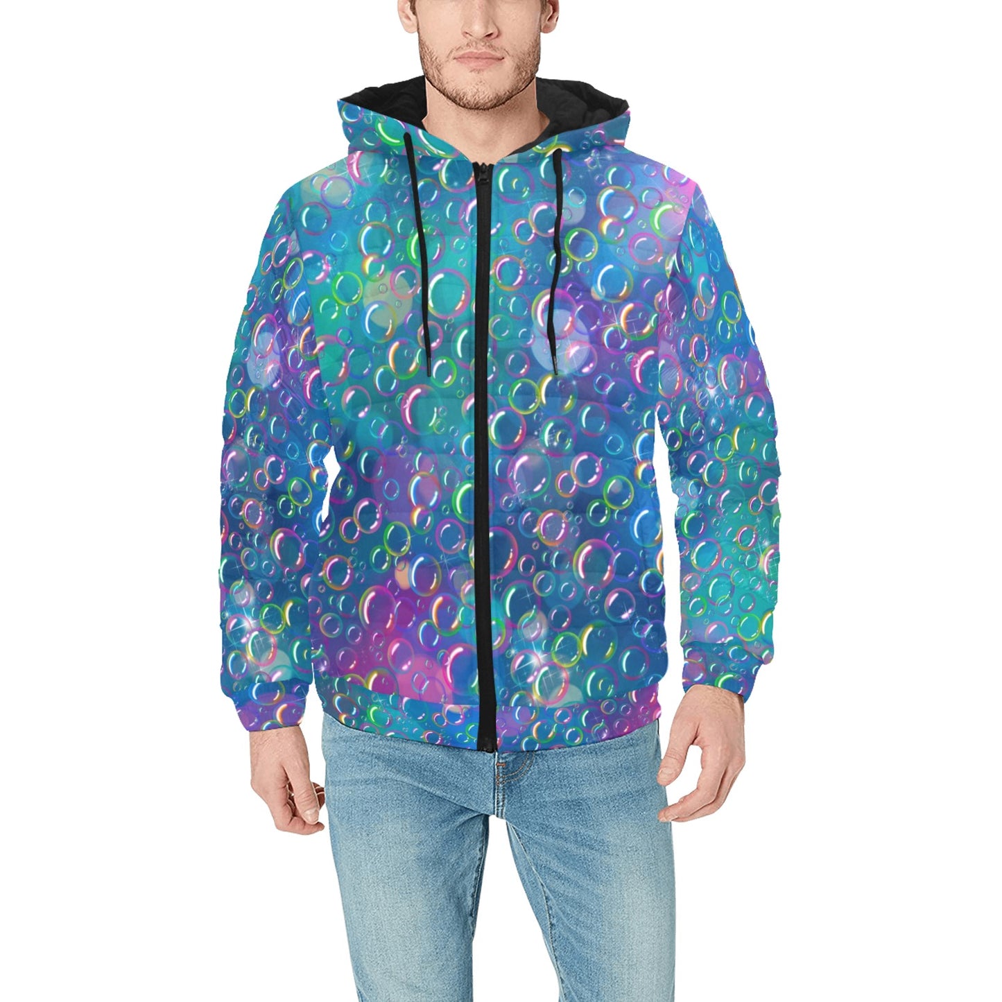 Rainbow Bubbles on Padded Jacket for bubble Artists