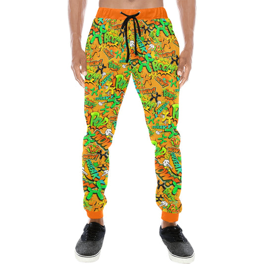 Orange and green balloon artist track pants