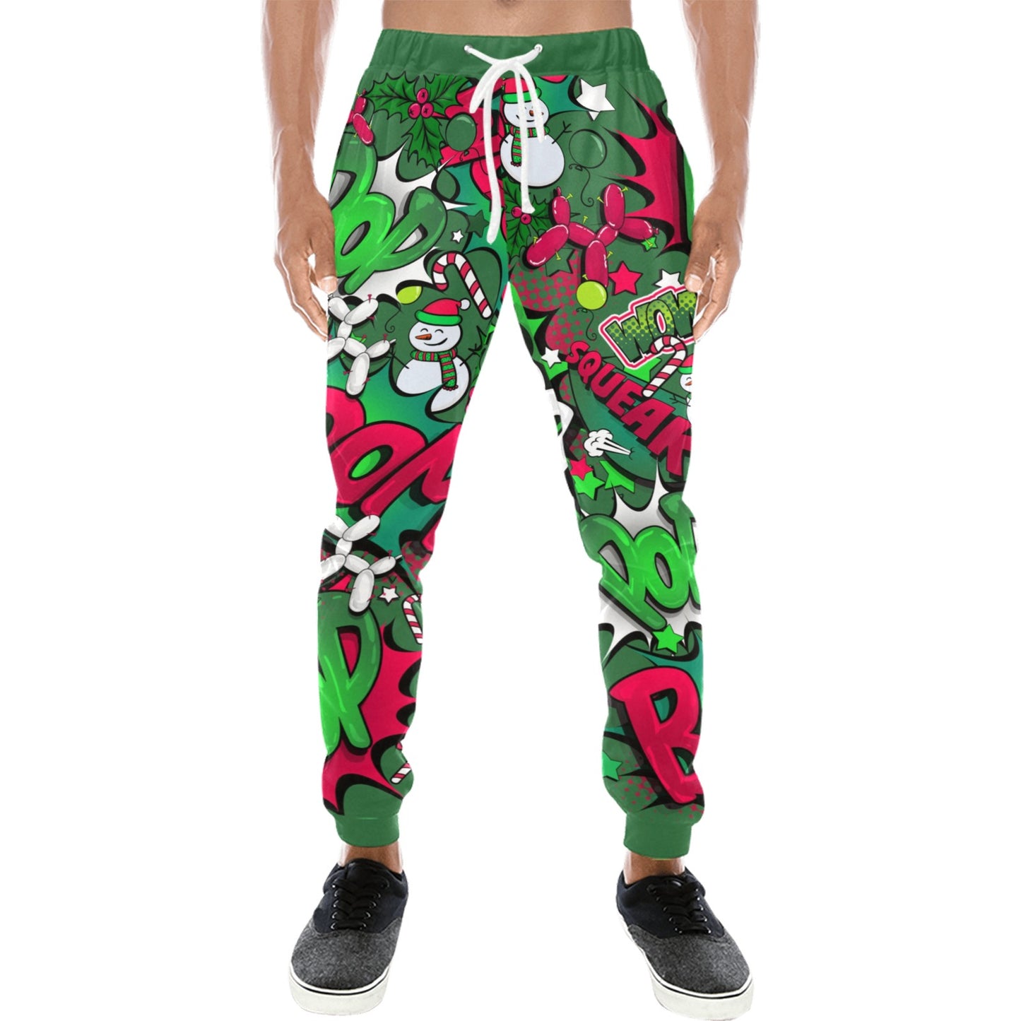 Green Christmas pants with balloon dogs