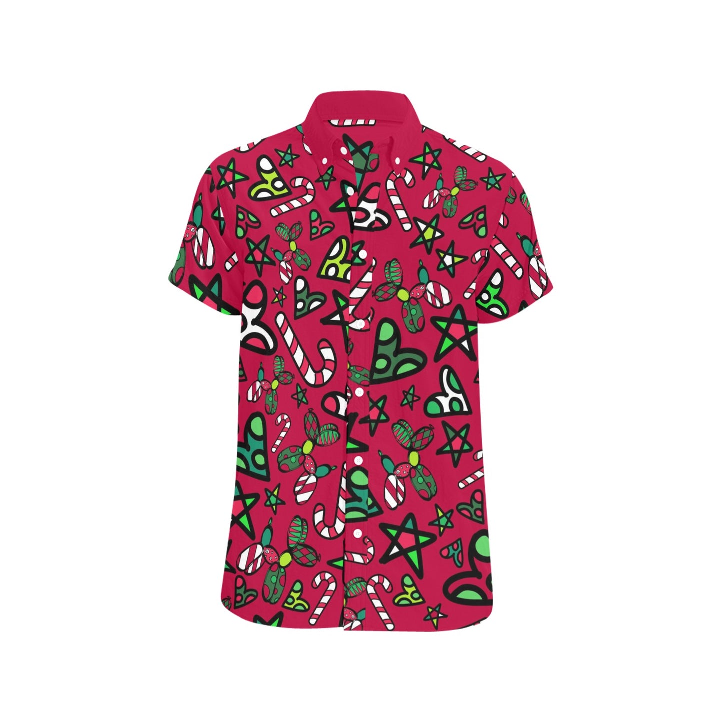 Red Christmas Shirt with Candy Canes, balloon dogs and hearts
