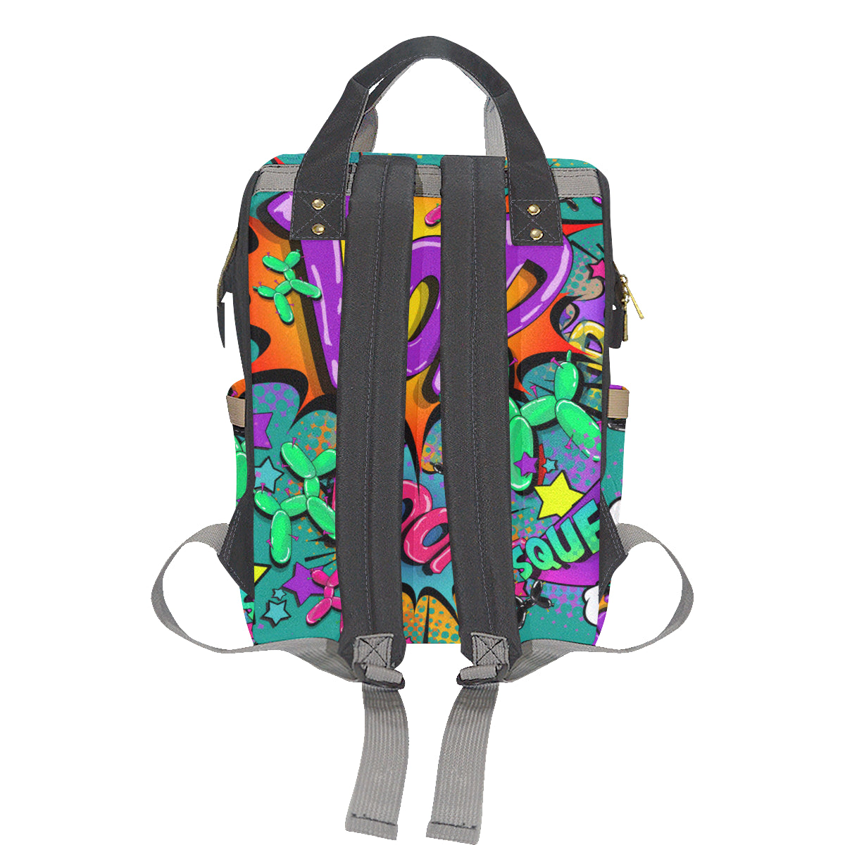 Leaky Squeaky BOOM! on Teal - Banksy Backpack