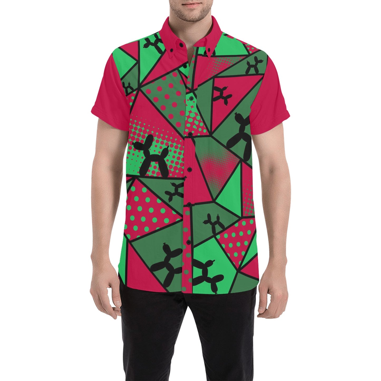 Red and Green - Nate Short Sleeve Shirt (Small-5XL)