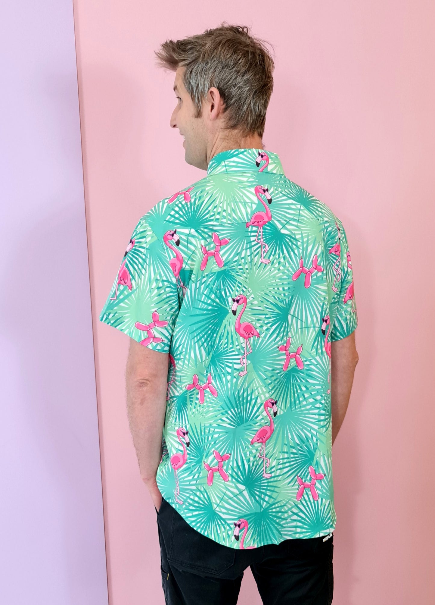 Shirt with balloon Dogs and Flamingos