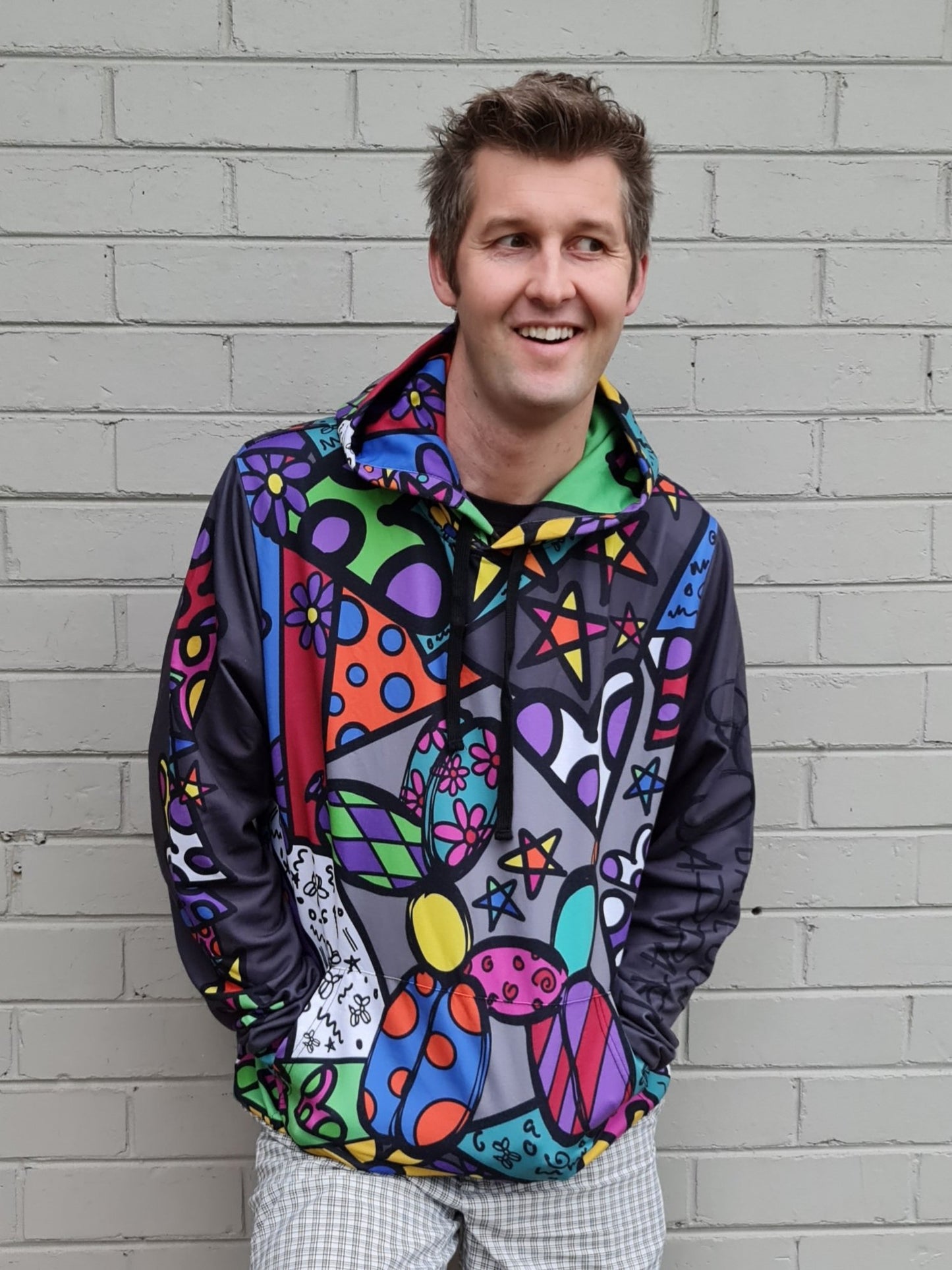 Bright multi colored Balloon dog fleece Hoodie - Balloon Dog Apparel