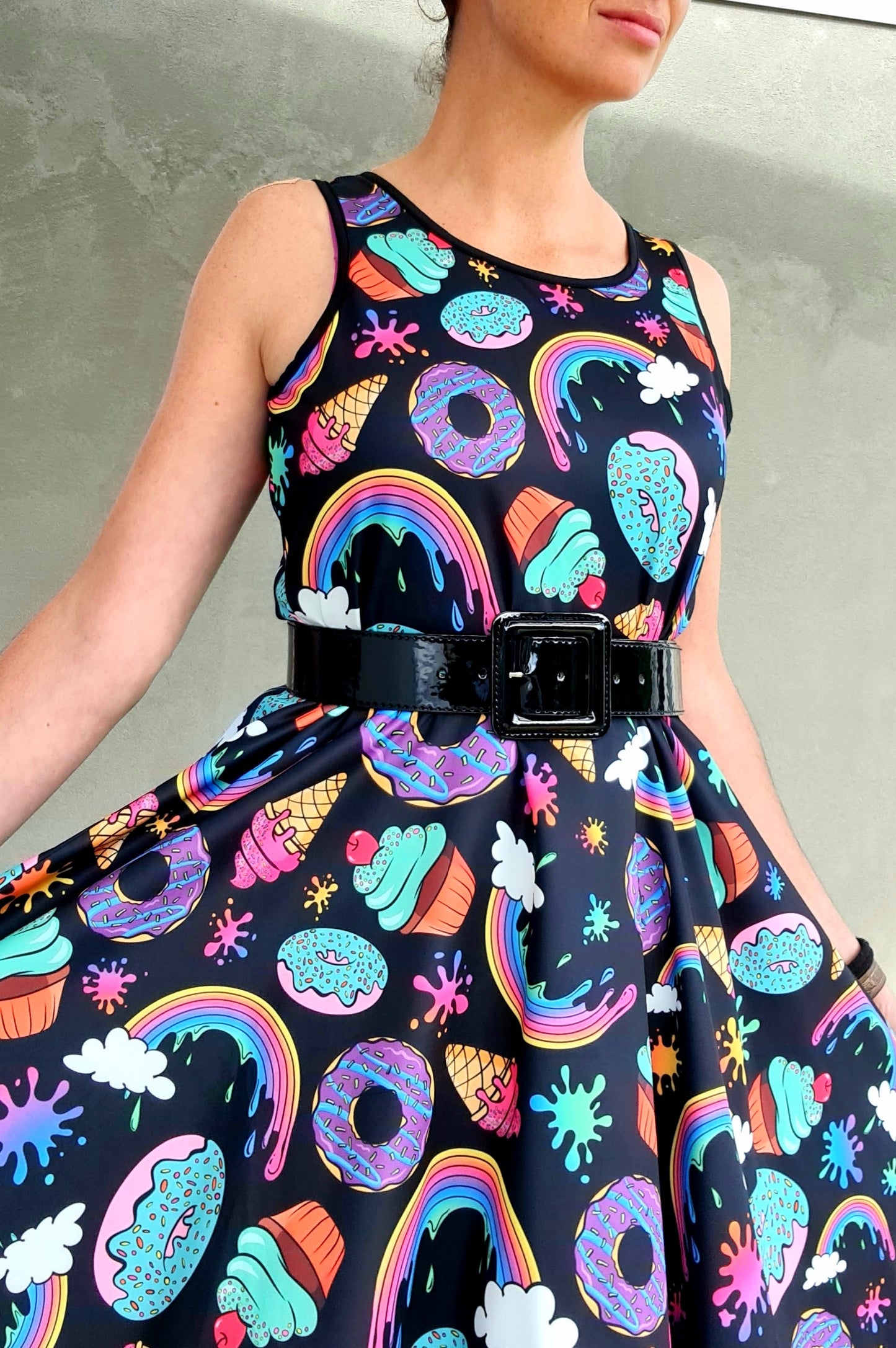 Sugar Rush on Black - JoJo Dress (XS - 2XL)