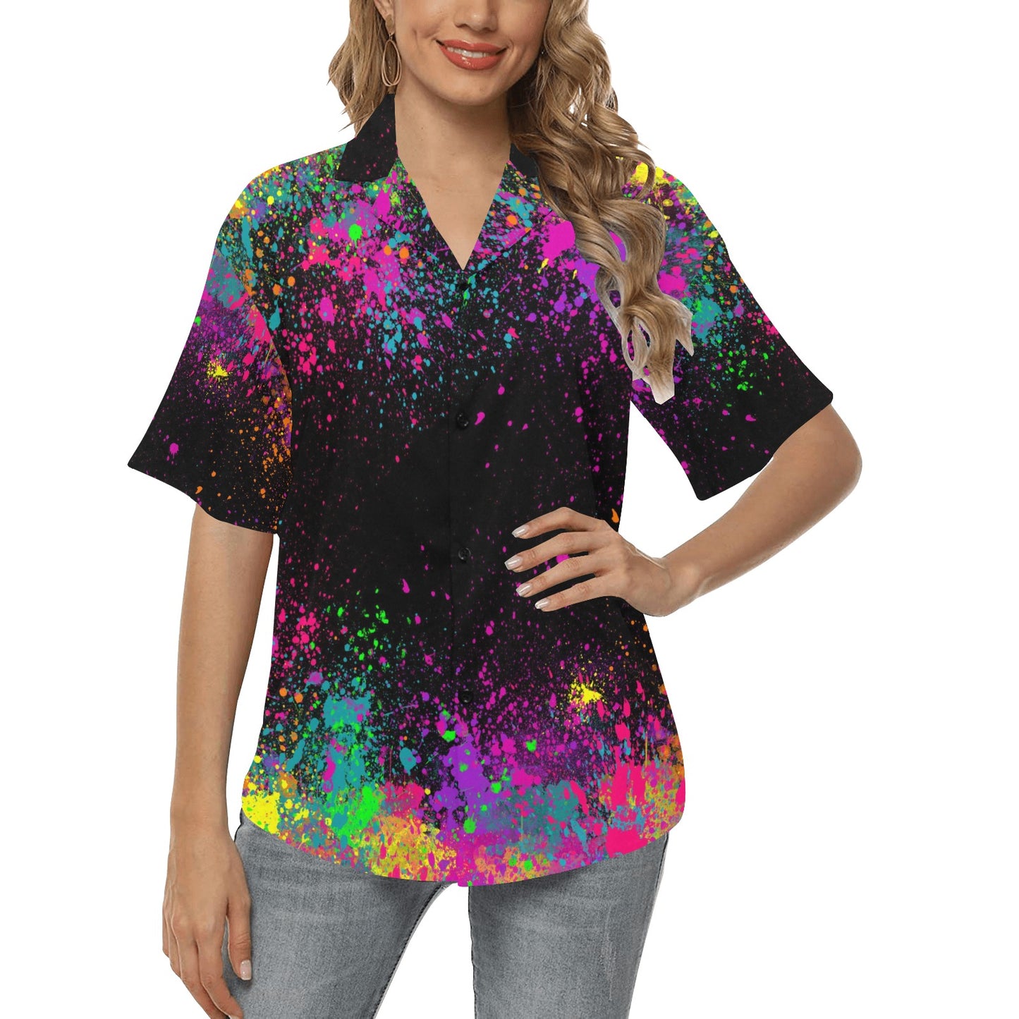 Face Painting Shirt Hawaiian Shirt with Paint Splatter