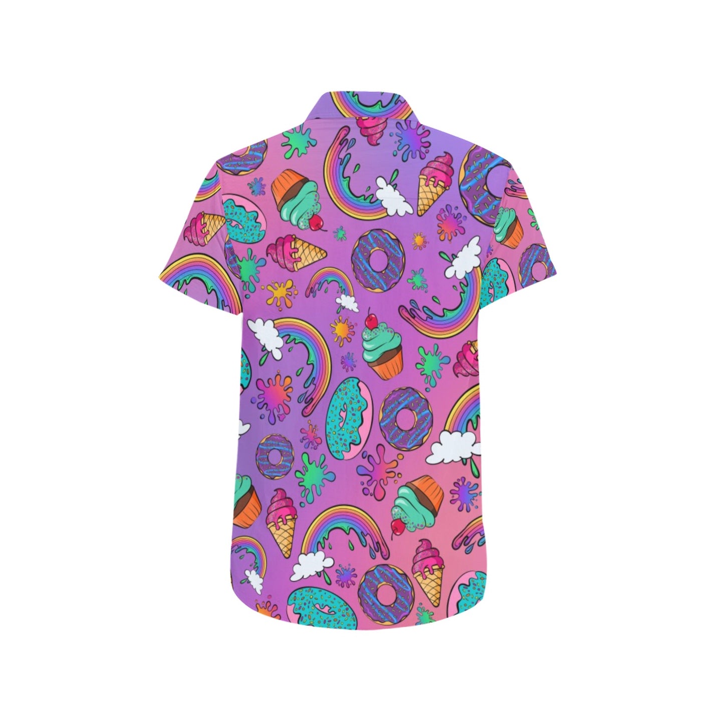 Face painter shirt with rainbows and desserts