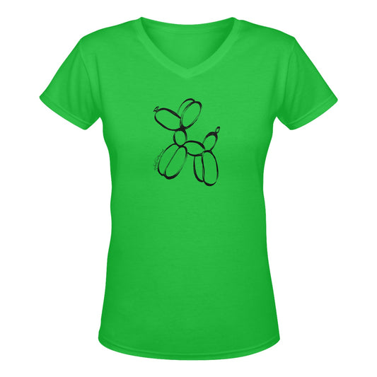 Balloon Twisting T-Shirt Green with sketched Balloon Dog Design