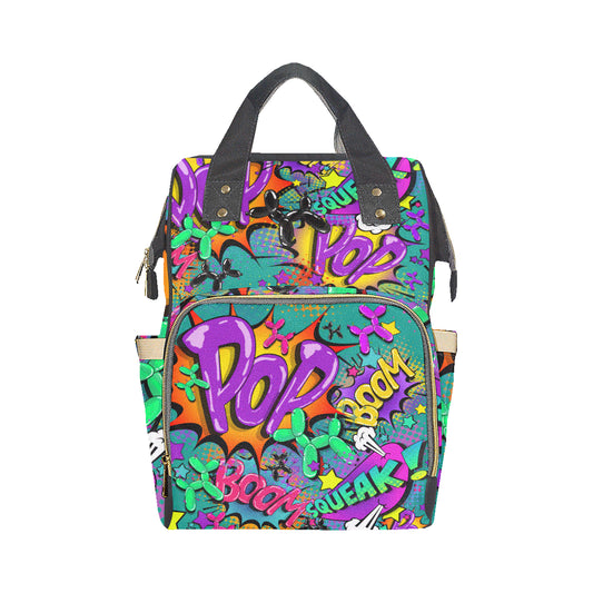 Leaky Squeaky BOOM! on Teal - Banksy Backpack