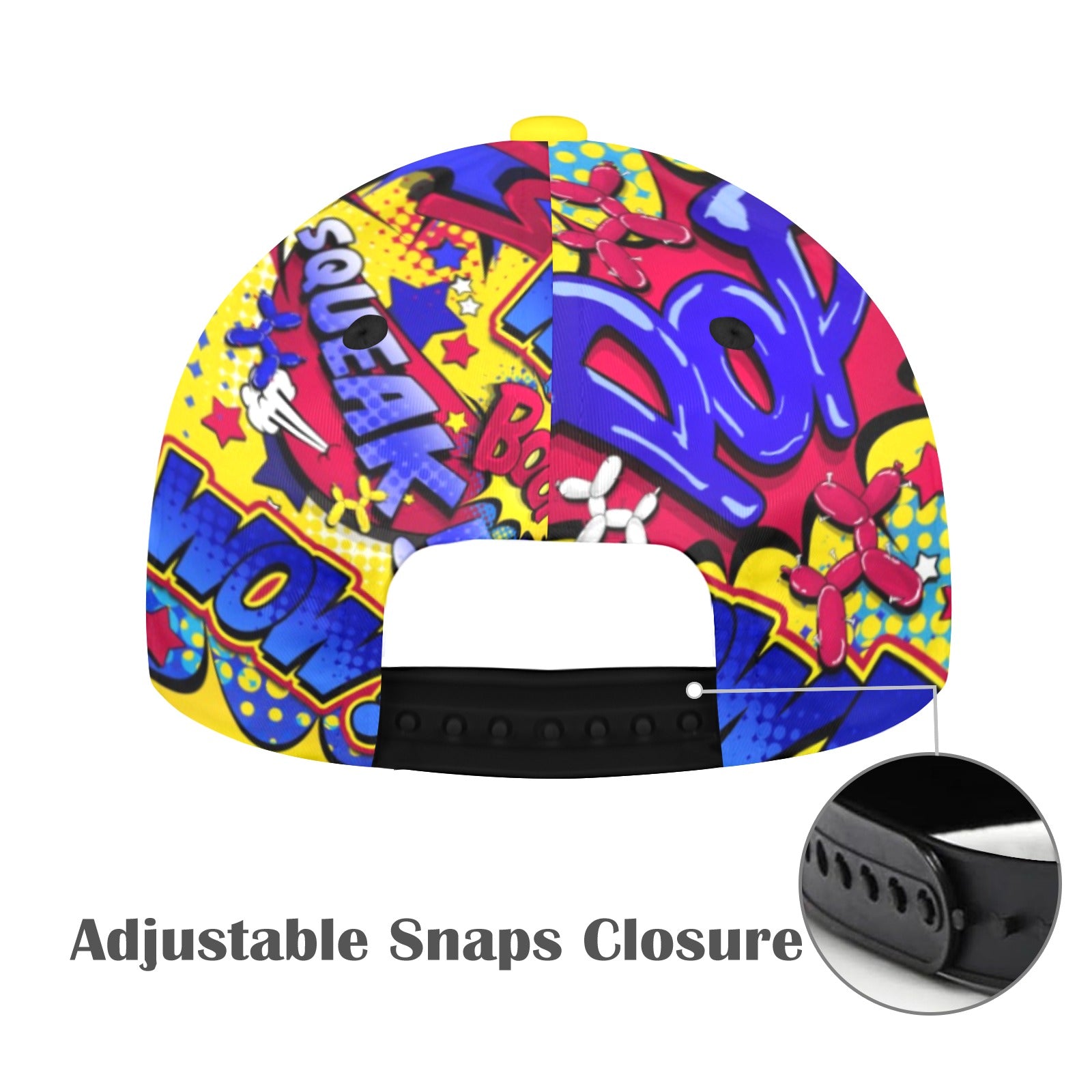 Balloon twisting cap Yellow, Blue and Red Comic book style