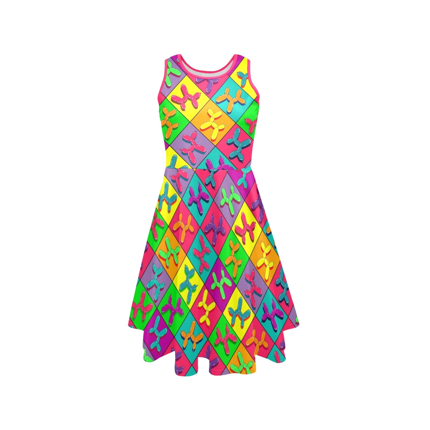 Retro Balloon Dog design Sleeveless Balloon Artist Dress
