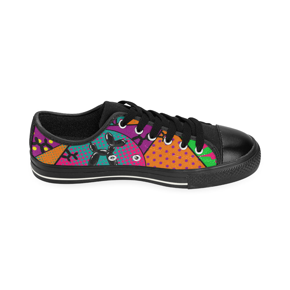 Colourful Black Dog - Kids Sully Canvas Shoes