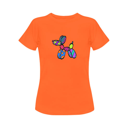 Orange Balloon Twisting T-Shirt for Women