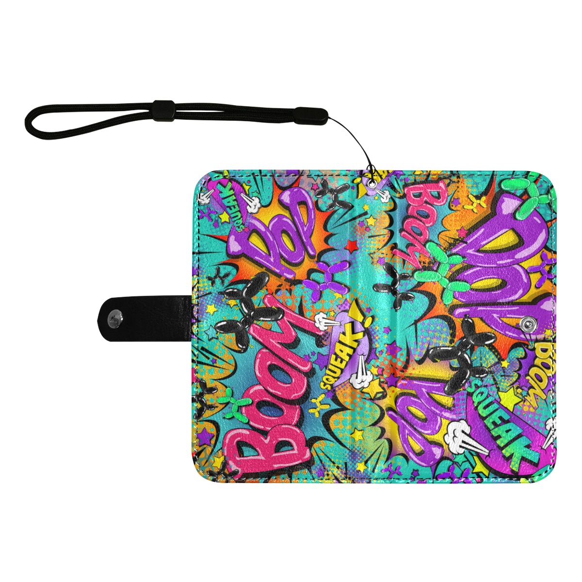 Leaky Squeaky BOOM! on Teal - 2 in 1 Phone Case and Wallet - LARGE