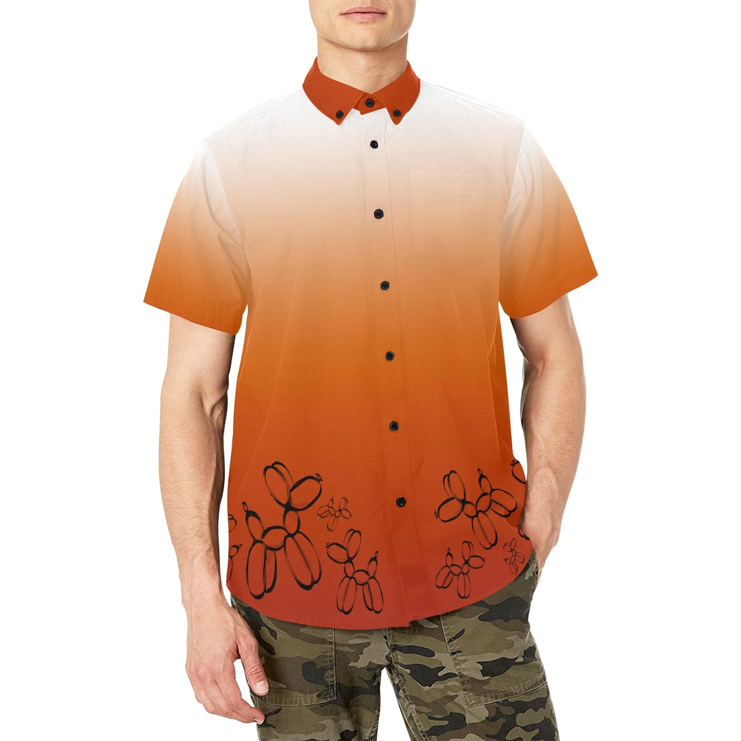 Balloon Twister shirt orange and white with balloon dogs