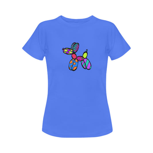 Ladies Balloon Twisting t-Shirt Blue Balloon Dog