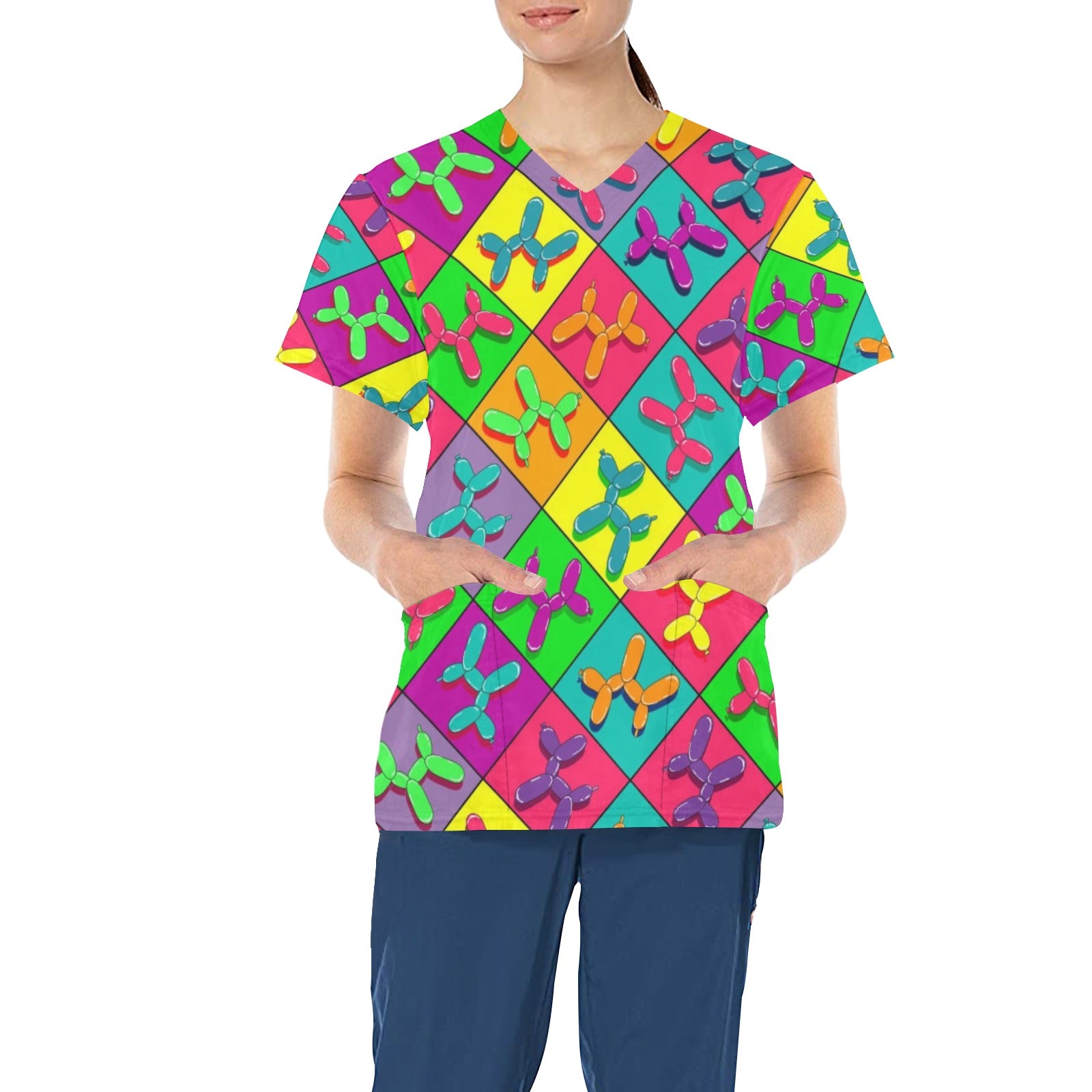 Balloon Dog Shirt Scrubs Top